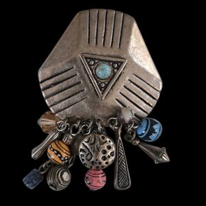 VTG Boho Silver Pendant with Colorful Charms